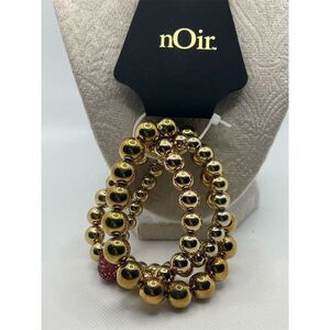 nOir Jewelry Gold Tone Beaded Bracelet Set with Pink Accent O42